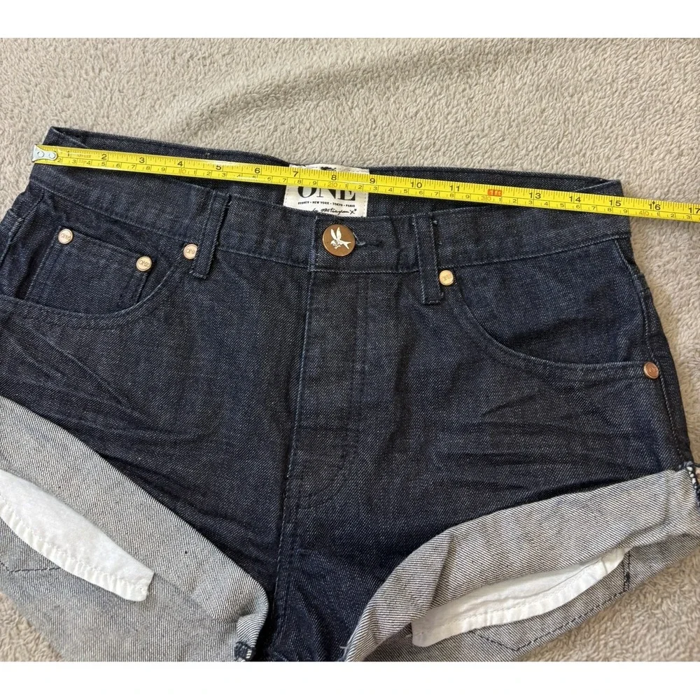 One Teaspoon Bandits Dark Indigo Cut Off Mini Micro Denim Shorts High Rise 26/30